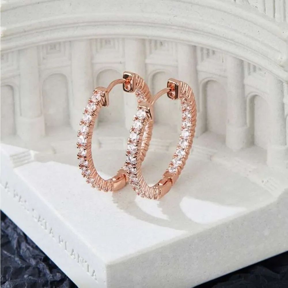 Rose Gold Hoop Earrings Q558